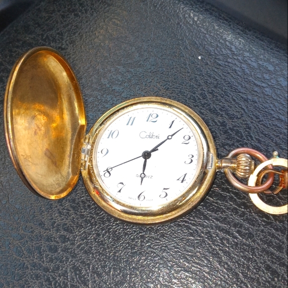 Brass colibri quartz hunter's addition pocket watch - Picture 3 of 3